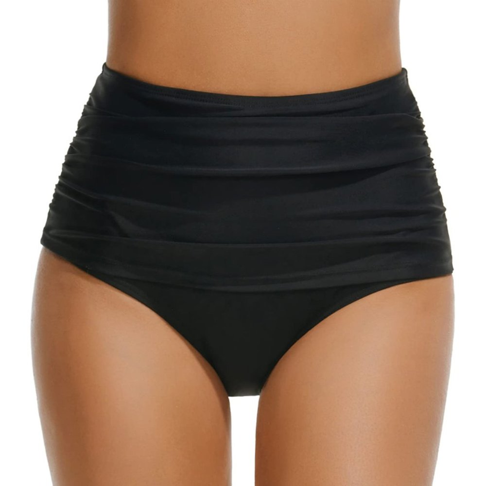 Tournesol Black High Waisted Ruched Swim Bottoms XL